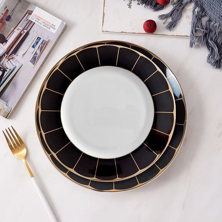 Nero 16-Piece Fine China Plate Set Serves 4