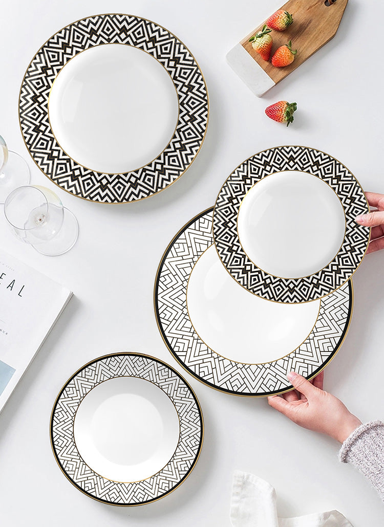 Trame 16-Piece Fine China Plate Set Serves 4