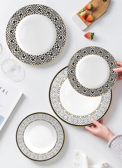 Trame 16-Piece Fine China Plate Set Serves 4