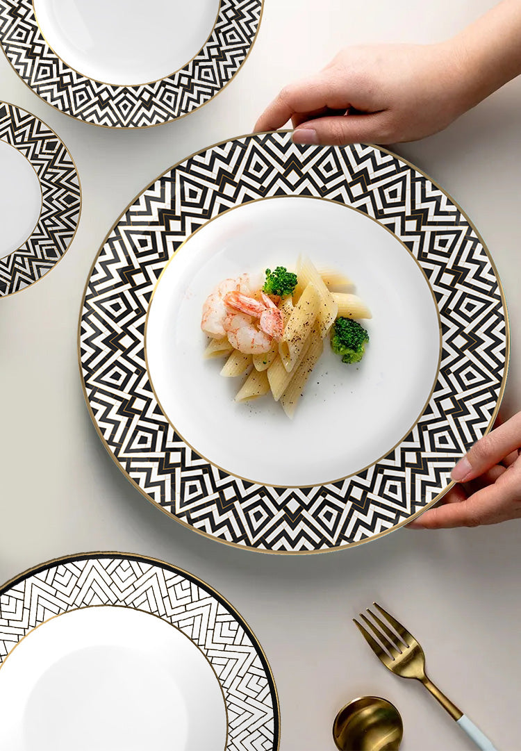 Trame 16-Piece Fine China Plate Set Serves 4