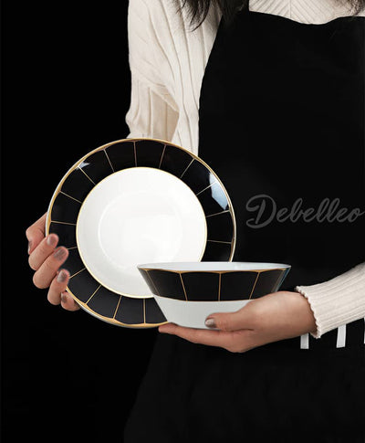 Nero 16-Piece Fine China Plate Set Serves 4
