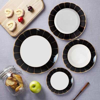 Nero 16-Piece Fine China Plate Set Serves 4