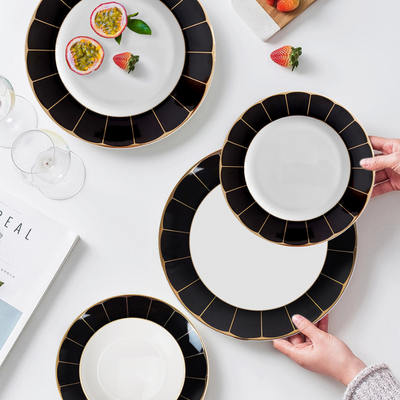 Nero 16-Piece Fine China Plate Set Serves 4