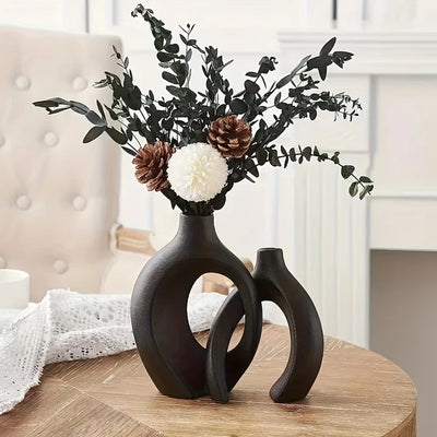 Ciclo White or Black Ceramic Vase - Set of 2