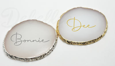 Posavasos de resina personalizados con borde laminado