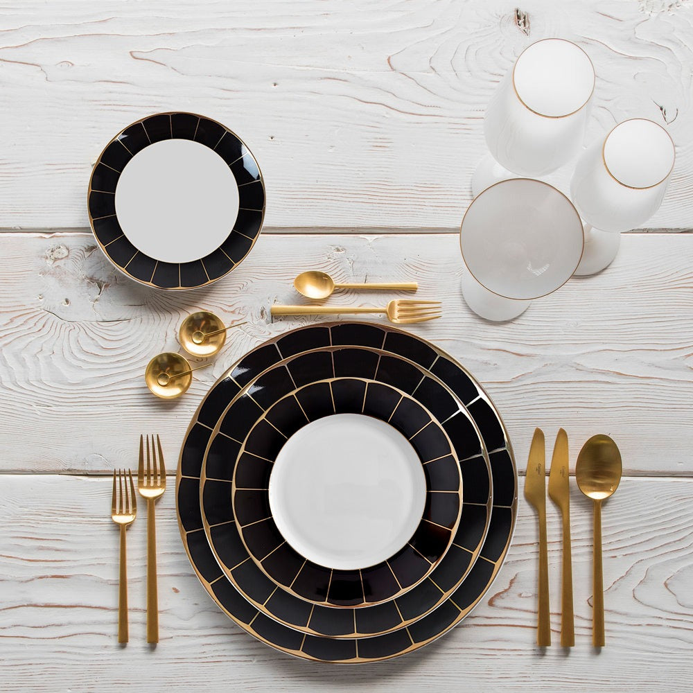 Nero 16-Piece Fine China Plate Set Serves 4