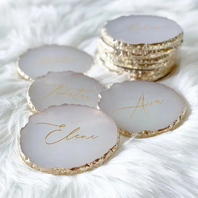 Posavasos de resina personalizados con borde laminado