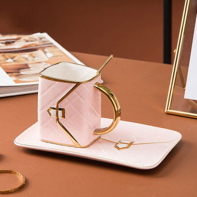 Classic Handbag Coffee Mug with Saucer and Spoon (Set of 2)