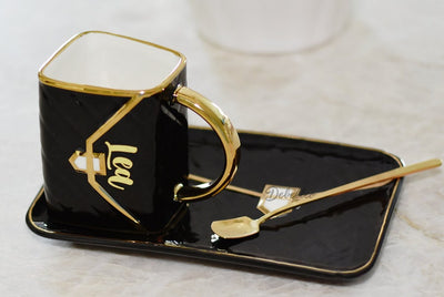 Classic Handbag Coffee Mug with Saucer and Spoon (Set of 2)