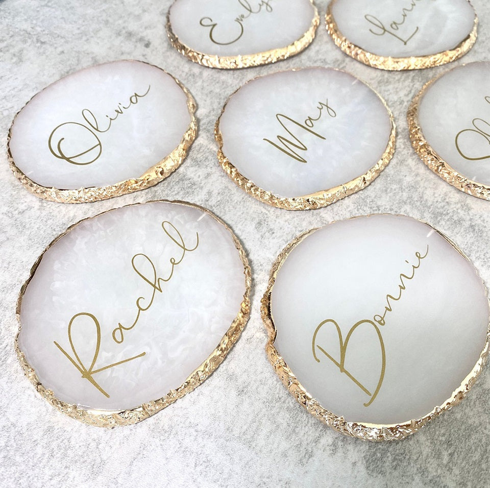 Posavasos de resina personalizados con borde laminado