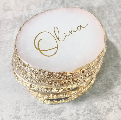 Posavasos de resina personalizados con borde laminado
